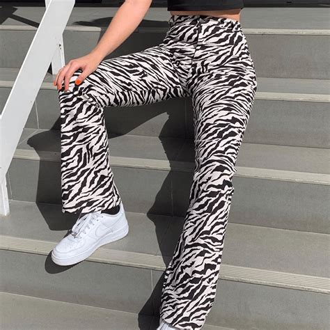 Zebra Print Trousers Zebra Print Clothes Zebra Pant Printed Flare Pants