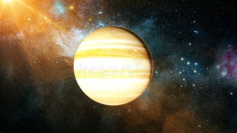 Realistic Beautiful Planet Jupiter From Deep Space Stock Illustration