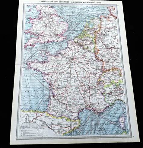 Antique Railway Map Of France Steamship Shipping Lines Routes