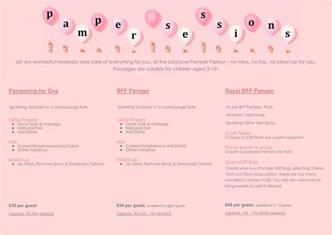 Pamper Parlour Parties And Hire Range