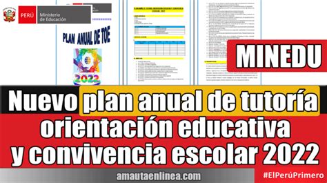 Nuevo Plan Anual De Tutoría Orientación Educativa Y Convivencia Escolar