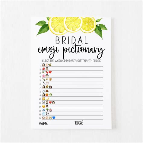 Bridal Emoji Pictionary Shop Printable Bridal Shower Games