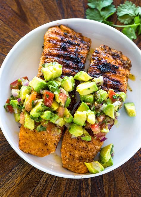 Salmon With Avocado Salsa Low Carb Paleo Whole30 Healthy Gimme