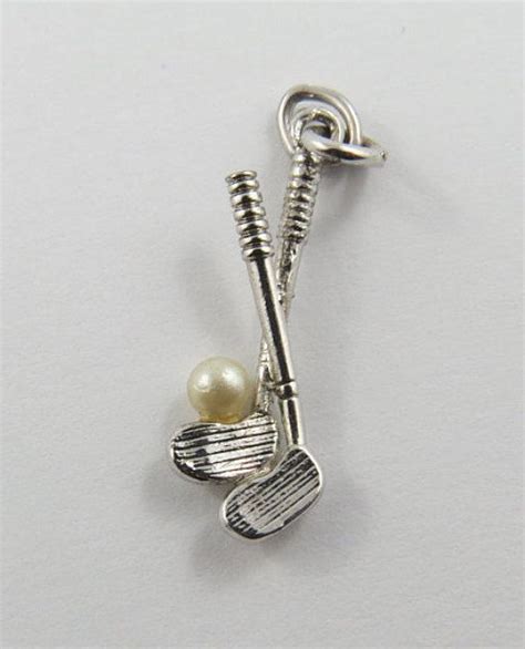 Golf Clubs With Pearl Golf Ball Sterling Silver By Silverhillz Vintage