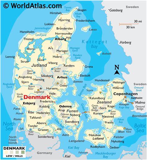 Denmark Maps Including Outline And Topographical Maps