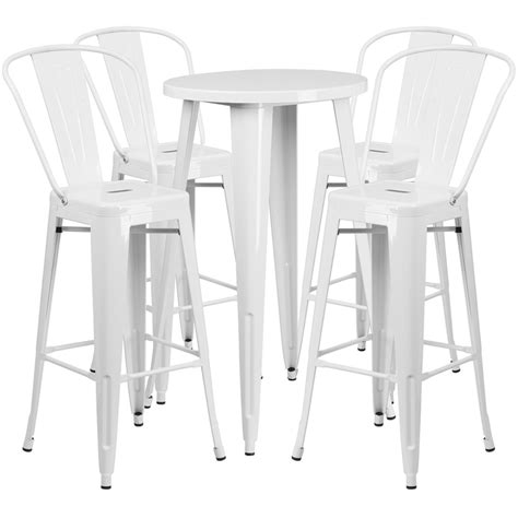 Flash Furniture 24 Round White Metal Indoor Outdoor Bar Table Set