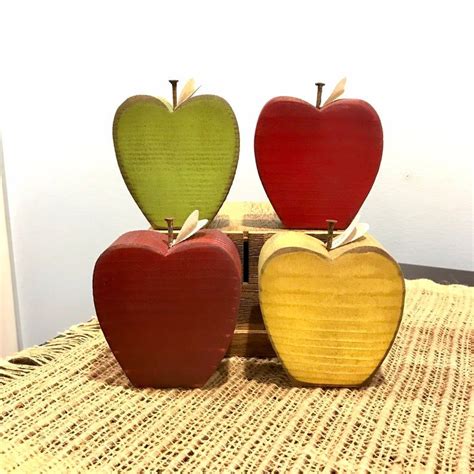 Fall apple decor. Wooden apples. Modern Prims. Tiered tray | Etsy 