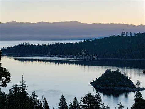 Sun Rise View Of The Lake Tahoe Emerald Bay And Fannette Island Stock