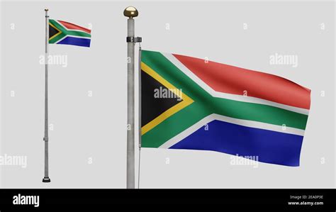 la bandera rsa africana ondeando en el viento primer plano de la bandera sudafricana soplando