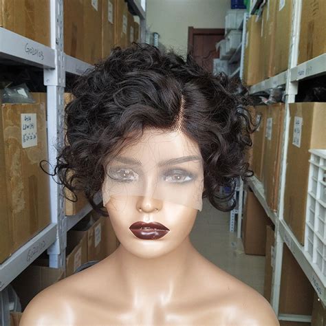 Water Wave Short Pixie Cut Lace Front Human Hair Wig Curly Brazilian Pixie Curls Wig China
