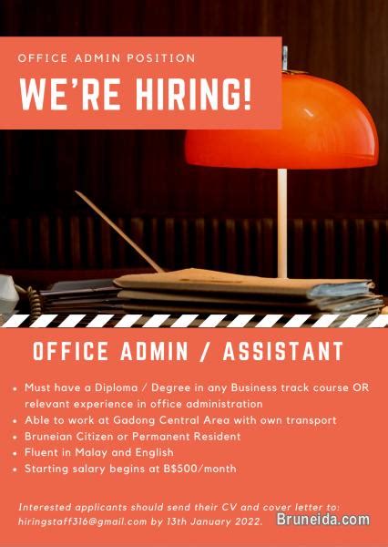 Were Hiring Office Adminclerk Job Job Vacancy Brunei Muara