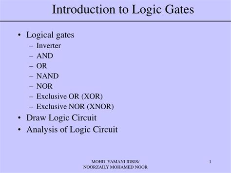 Ppt Introduction To Logic Gates Powerpoint Presentation Free