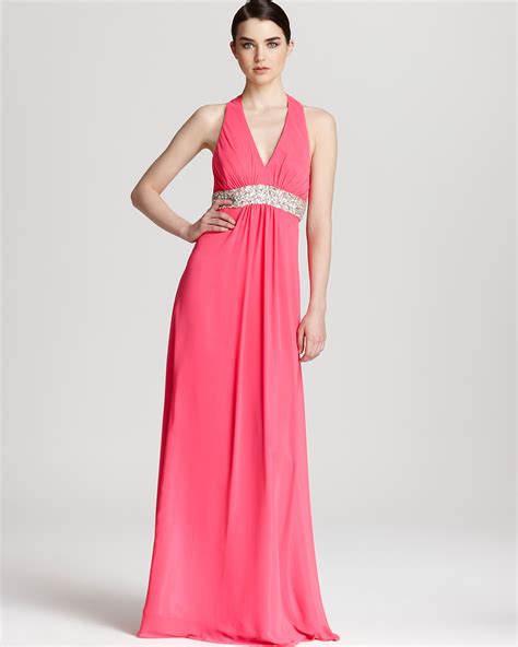 Faviana Couture Halter Gown Empire Waist Open Back Bloomingdales