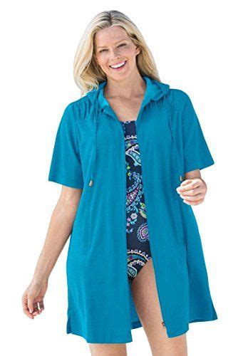 Swim 365 Womens Plus Size Cover Up For Swimsuit Hooded In Terrycloth