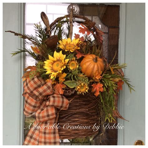 Fall Door Basket Wreath Fall Door Fall Wreath Wreaths