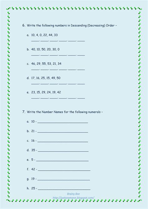 Great Ideas And Positive Thoughts Brainy Bee Maths Printable