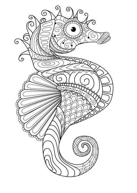 Mindfulness Coloring Seahorse | Mandala coloring pages, Animal coloring