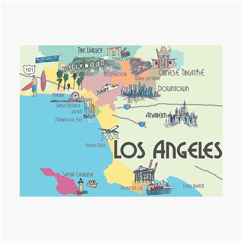 Los Angeles Karte Fotodruck Von Artshop77 Redbubble
