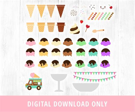Ice Cream Clipart Build Your Own Ice Cream Cone Clip Art Etsy
