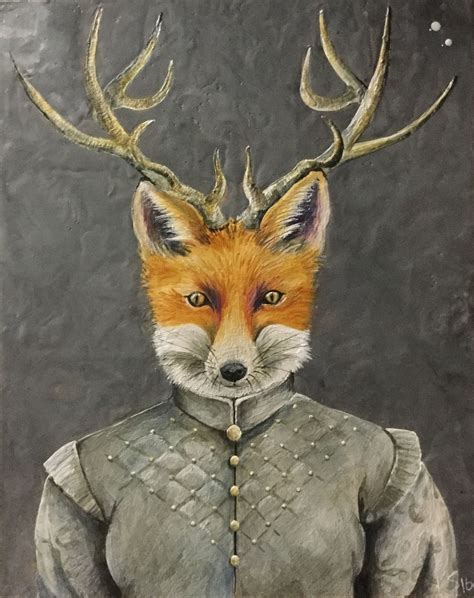 Anthropomorphic Fox Portrait Animal Art Artist Painting Specialty