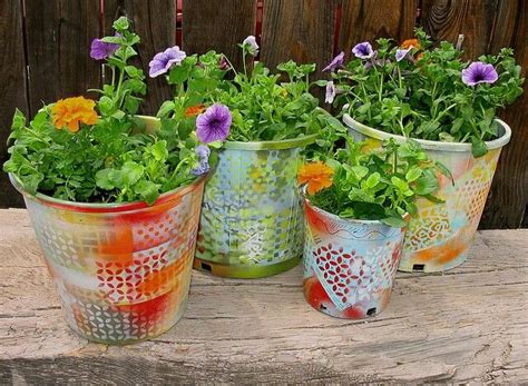 Cover any plants/dirty inside the planters with plastic (if needed). Resurfaced plastic flower pots | Plastic flower pots ...
