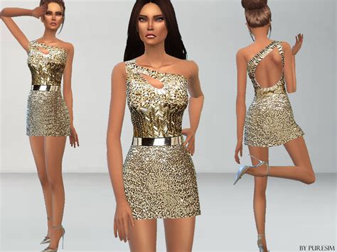 The Sims Resource Gold Sequined Dress