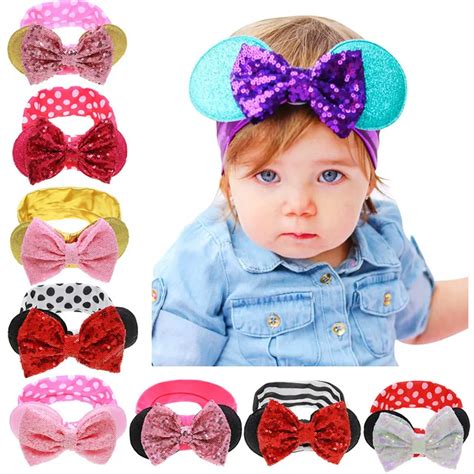 Sequins Bows Hairbands Kids Rabbit Ears Butterfly Hair Band For Girls