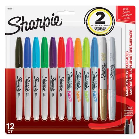 Sharpie Permanent Markers Fine Point Assorted Bold Colors Neon