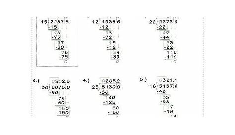 long division decimals worksheet