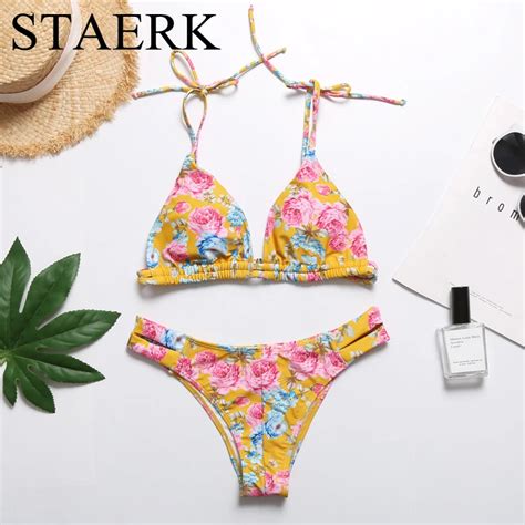staerk 2018 new design retro bikini set simple model brazilian sexy printing swimsuit bikinis