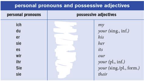 German Possessive Adjectives Diagram 58 Diagram Quizlet