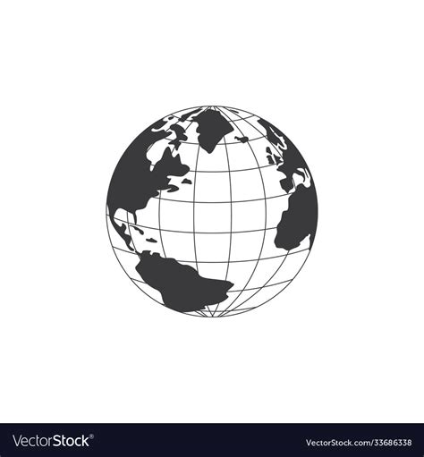 Earth Globe Black And White Symbol Or Icon Vector Image
