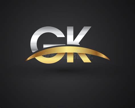 Gk Initial Logo Company Name Colored Gold And Silver Swoosh Design