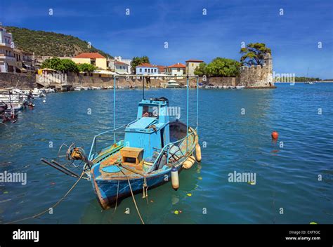 View To Nafpaktos Medieval Harbour And Lighthouse In Aetoloacarnania