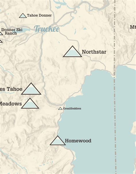Lake Tahoe Ski Resorts Map 11x14 Print Best Maps Ever