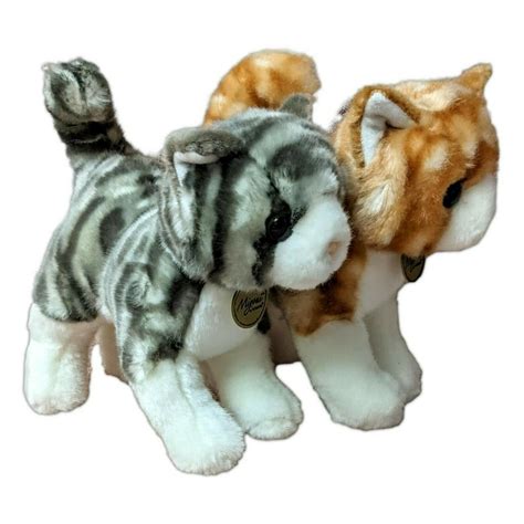 Set Of 2 Miyoni Orange And Grey Tabby Cat 10 Stuffed Animal Plush By