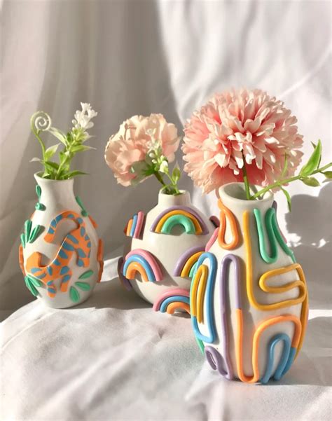 Retro Eclectic Colorful Bud Vase Cute Ceramic Vase Rainbow Etsy