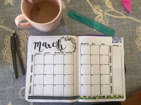 Simple March Full Calendar Layout Rbulletjournal