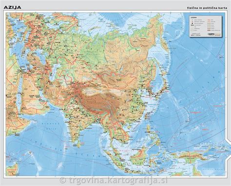Azija Stenska Karta šolski Zemljevid 110m 158x128 Cm Kartografijasi