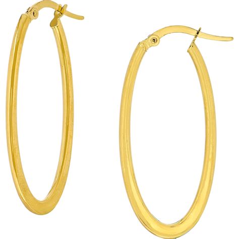 14k Yellow Gold Large Oval Hoop Earrings Gold Earrings Jewelry