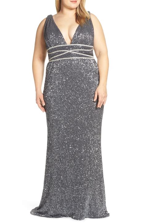 Mac Duggal Beaded Waist Sequin Evening Dress Plus Size Nordstrom