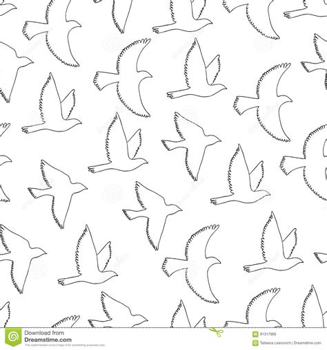 Flying Birds Seamless Pattern Stock Vector Illustration Of Dream