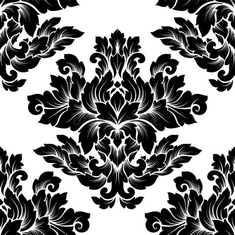 Damask Seamless Floral Pattern Royal Wallpaper Black Tracery On A