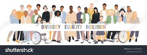 Diversity Equality Inclusion Banner Flat Royalty Free Stock Vector