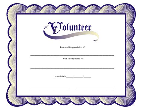 Volunteer Certificate Templates At