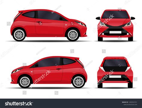 Realistic Car Hatchback Front View Side Stock Vector Royalty Free