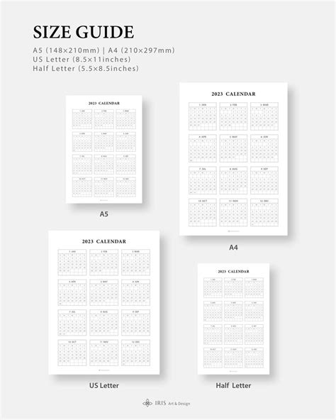 2023 2024 Calendar Printable Calendar Template Inserts Yearly Calendar