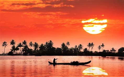 Kochi Kerala India Red Sky Sunset Reflection Landscape Photography 4k