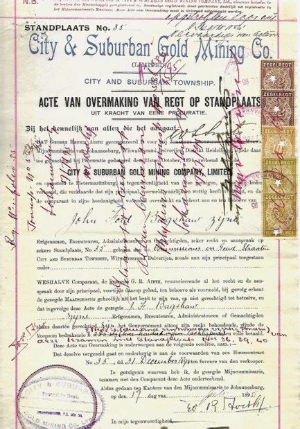 An Opportunity To Purchase An Original Johannesburg Title Deed The