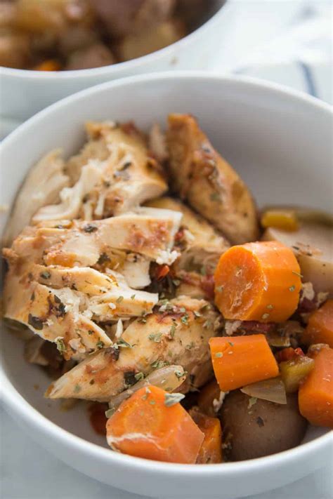 Now add the chicken in the slow cooker; Slow Cooker Chicken Breasts with Carrots and Potatoes